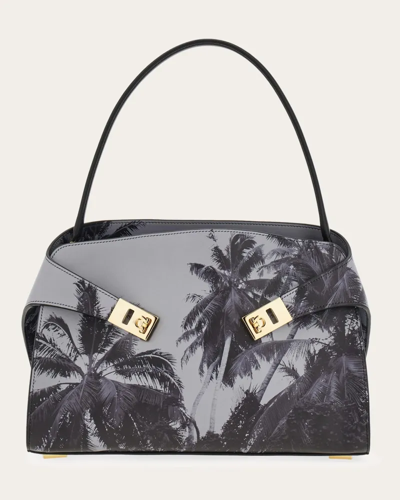 Ferragamo Damen Hug Soft Schultertasche (M) Grau Grau