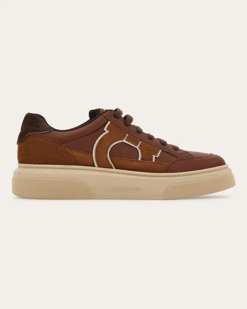 Ferragamo Herren Gancini Low-Top-Sneaker Braun Größe Braun