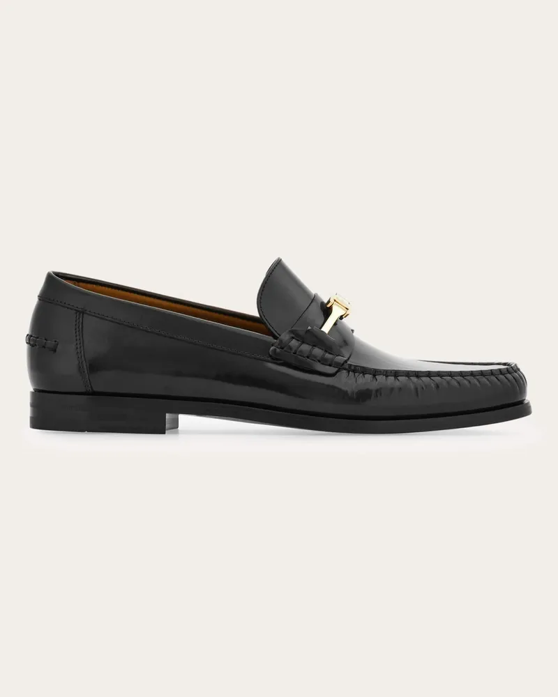 Ferragamo Herren Loafer mit F-Schnalle Schwarz Größe Schwarz