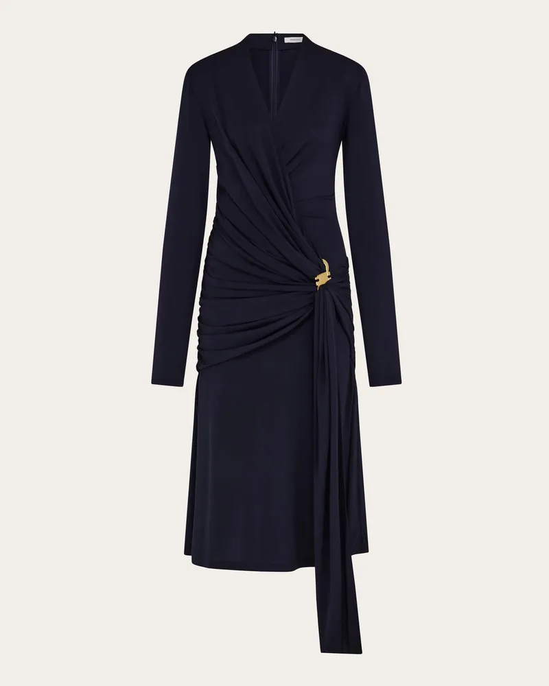 Ferragamo Damen Kleid mit Drapierung Blau Blau