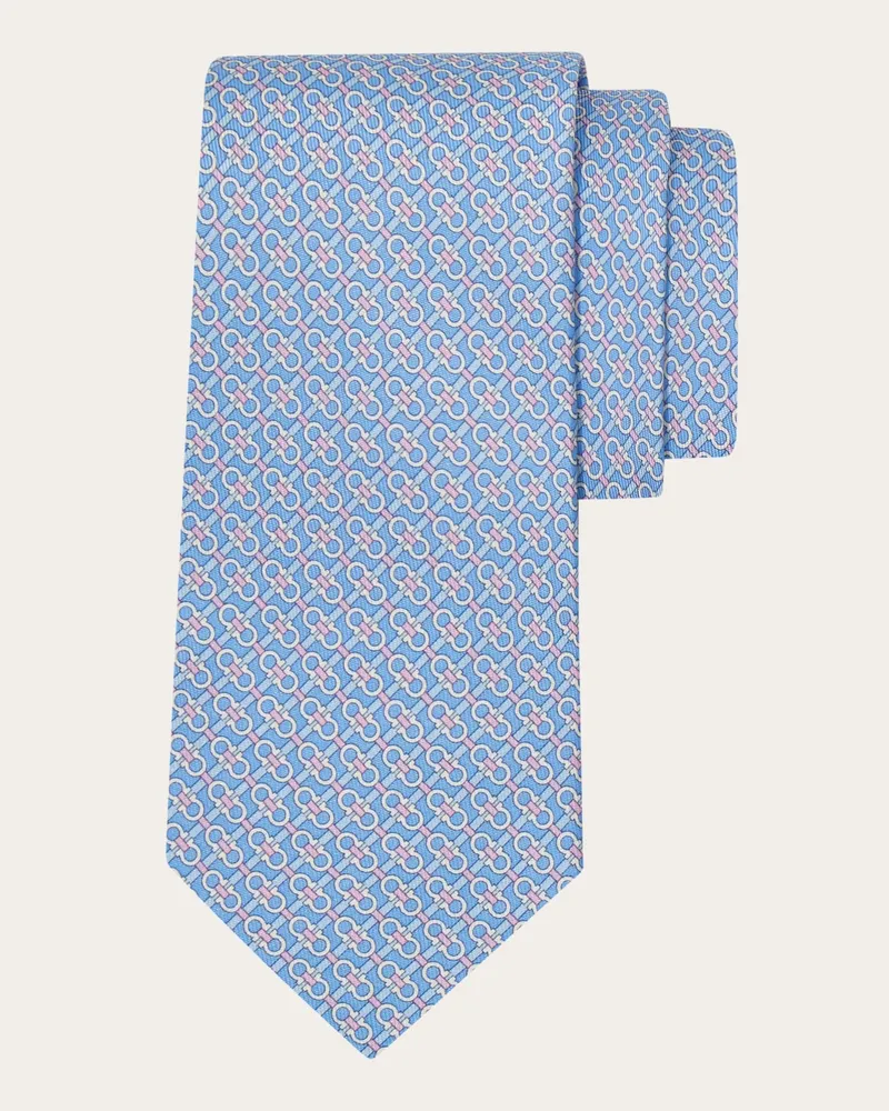 Ferragamo Herren Seidenkrawatte mit Gancini-Print Blau Blau