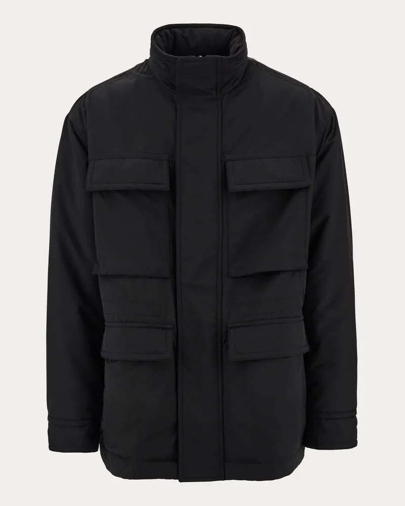 Ferragamo Herren Caban-Jacke aus Funktionsfaille Schwarz Schwarz