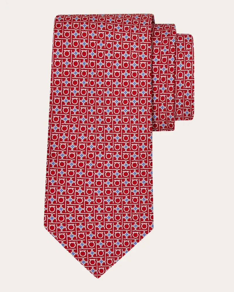Ferragamo Herren Seidenkrawatte mit Diamant-Print Rot Rot