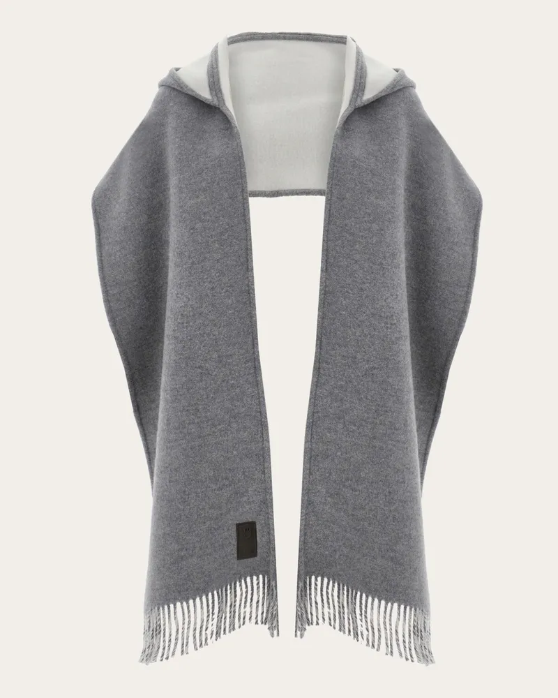 Ferragamo Damen Hybrid-Stola mit Kapuze Grau Grau