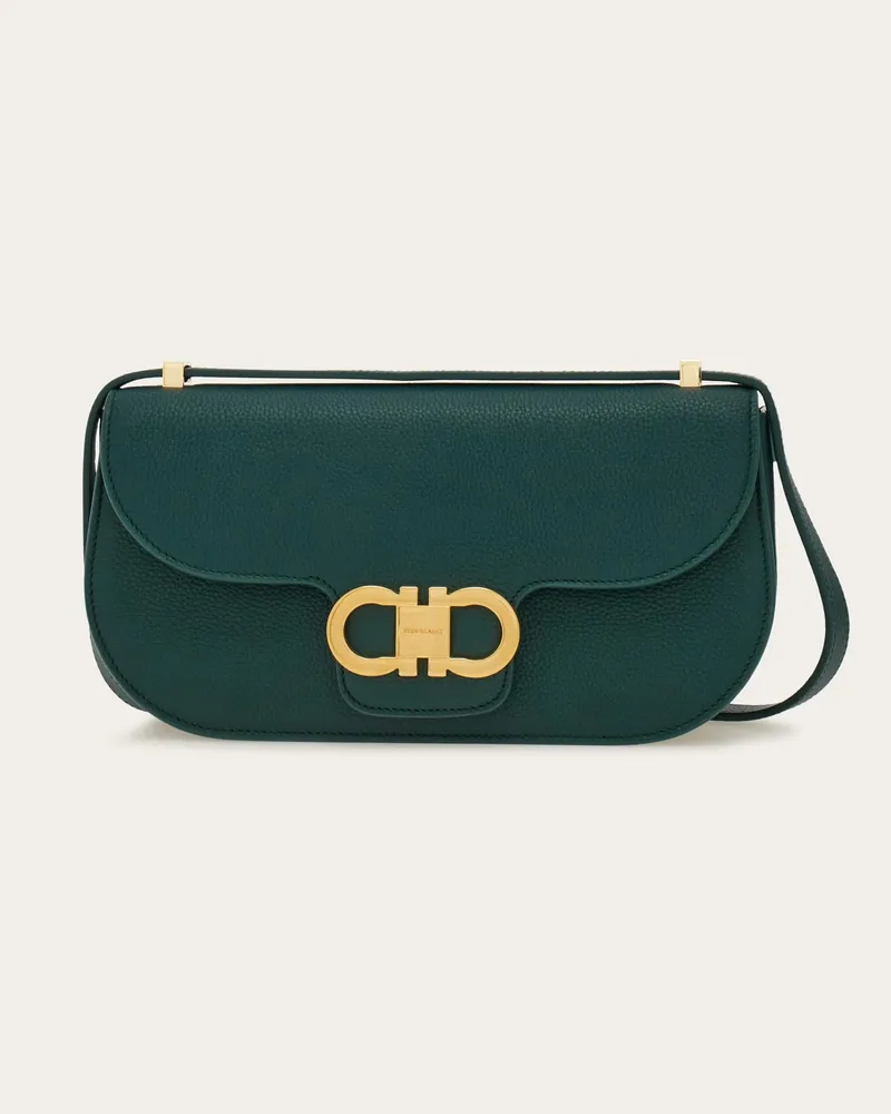 Ferragamo Damen East-West Umhängetasche Doppel-Gancini Grün Grün