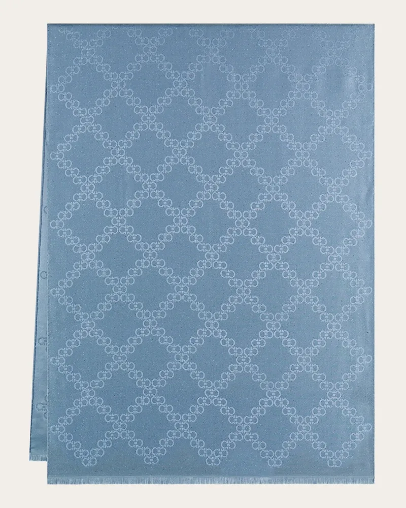 Ferragamo Damen Stola Gancini Jacquard Blau Blau