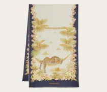 Damen Seidenschal mit Jungle-Print Blau
