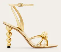 Damen Sandale mit Kugelabsatz Gold Größe 5