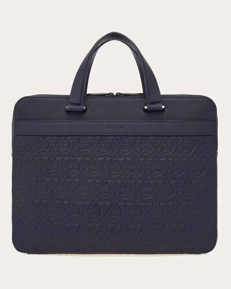 Ferragamo Herren Aktentasche mit Gancini-Prägung (S) Blau Blau
