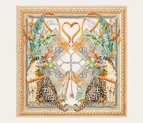 Damen Seidenhalstuch mit Raubkatzen-Print Orange