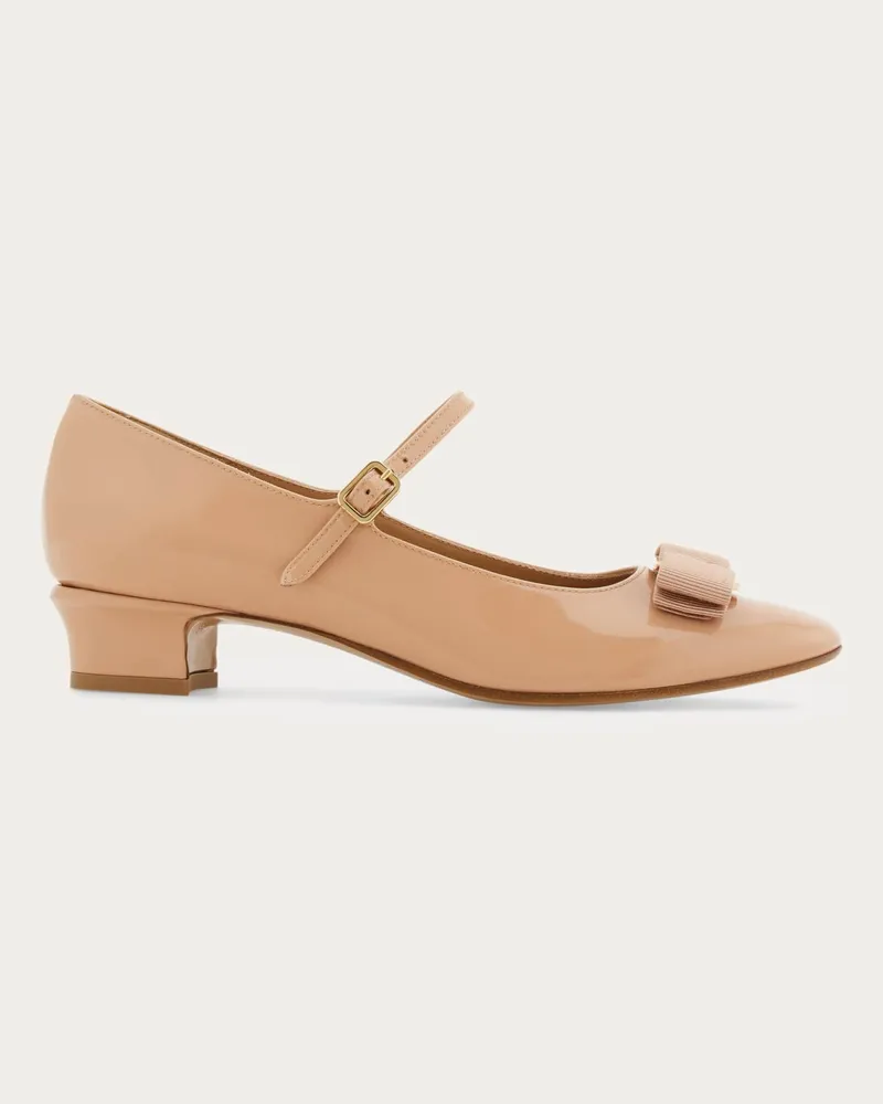 Ferragamo Damen Mary Jane mit Vara-Schleife Beige Größe Braun