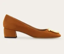 Damen Maxi Gancini Pumps Braun Größe