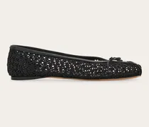 Damen Ballerina aus Makramee Schwarz Größe 5