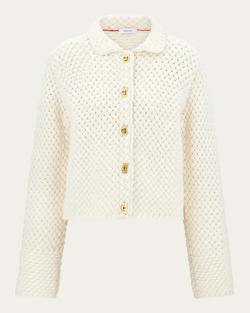 Ferragamo Damen Strickjacke mit Boxy-Schnitt Beige Beige