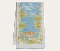 Damen Seidenschal mit Jungle-Print Blau