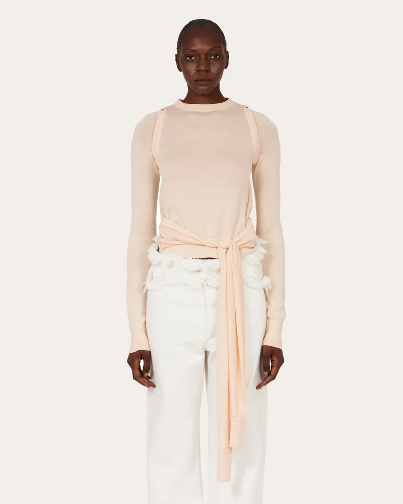 Ferragamo Damen Pullover mit Knoten Rosa Rosa