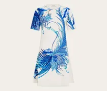 Damen Kleid mit Federschau-Print Blau