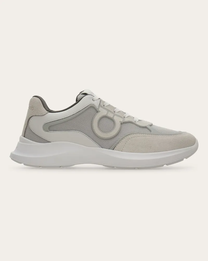 Ferragamo Herren Low-Top-Sneaker mit Gancini-Ornament Weiß Größe Weiß