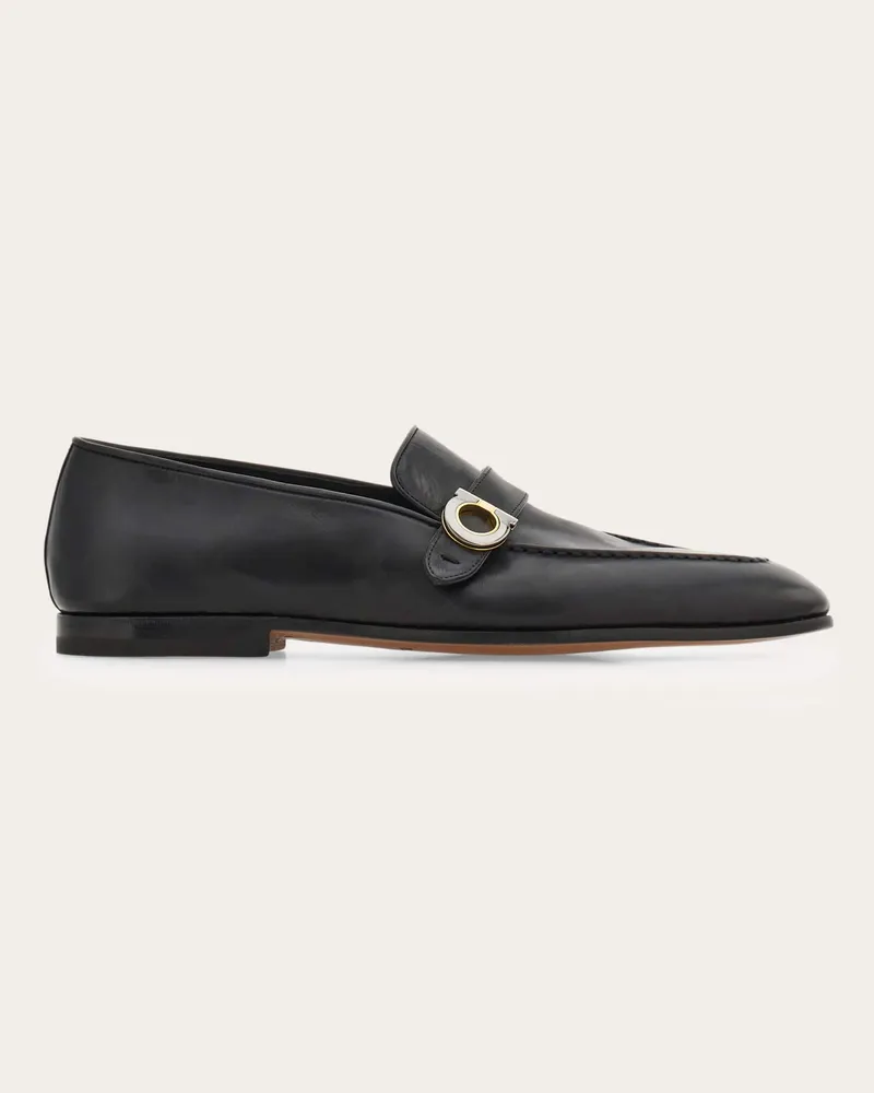 Ferragamo Herren Loafer in Tramezza-Machart mit Gancini-Ornament Schwarz Größe Schwarz