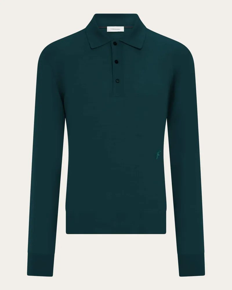 Ferragamo Herren Polohemd aus Wolle Grün Grün