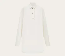 Damen Hemdkleid aus Baumwolle und Seide Weiß
