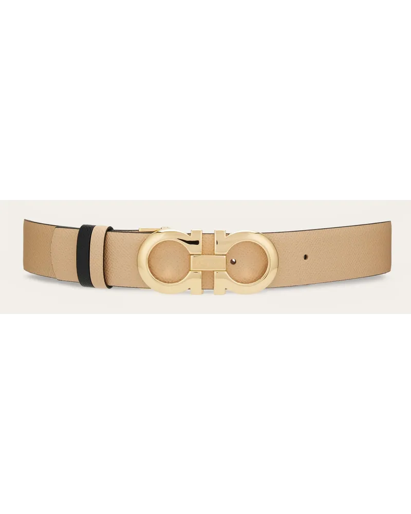 Ferragamo Damen Verstellbarer Gancini-Wendegürtel Beige Braun