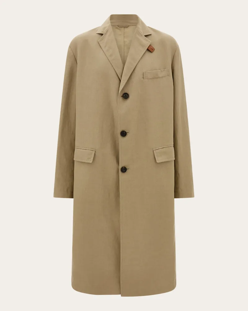 Ferragamo Herren Duster-Mantel aus Mischleinen Beige Beige