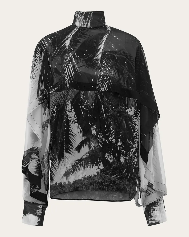 Ferragamo Damen Bluse aus Georgette mit Trinidad-Print Grau Grau