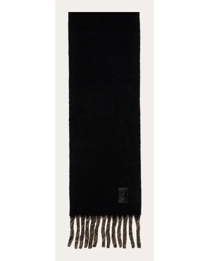 Ferragamo Damen Schal aus Doppelgewebe mit Fransen Schwarz Schwarz