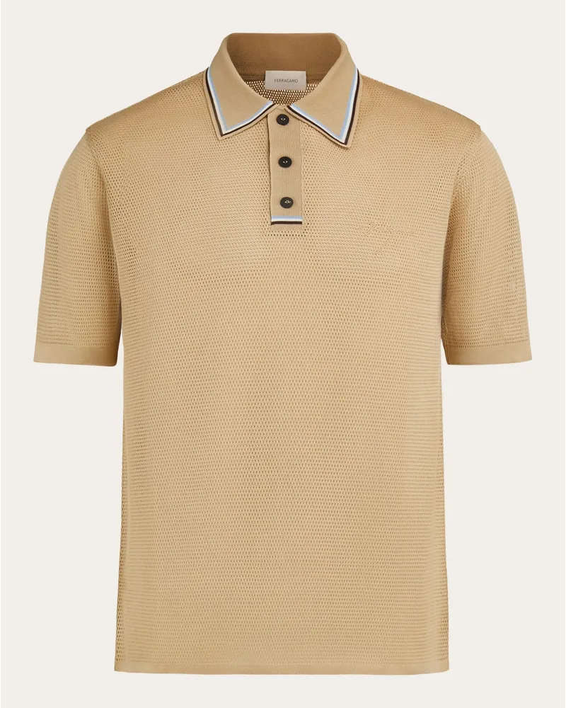 Ferragamo Herren Kurzärmliges Polohemd Grau Grau