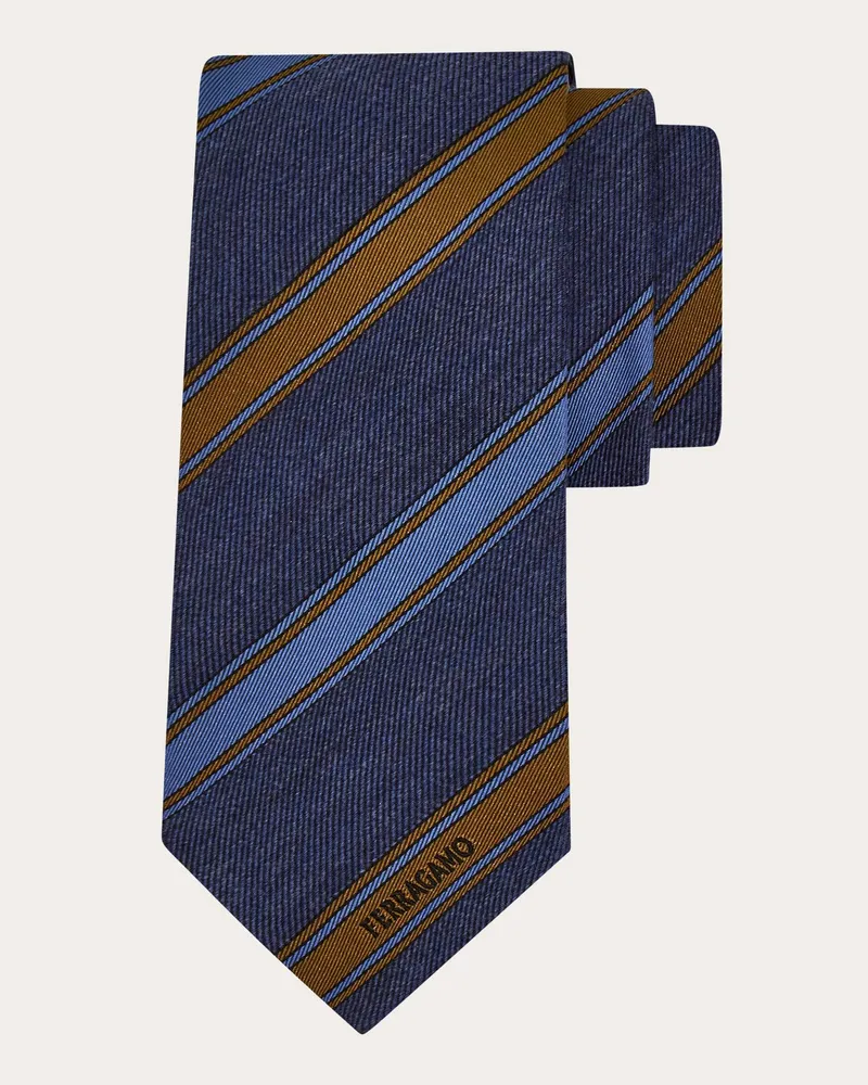 Ferragamo Herren Jacquard-Regimentskrawatte Blau Blau