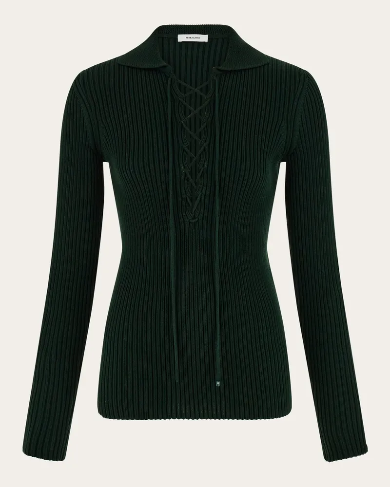 Ferragamo Damen Pullover mit Zugband Grün Grün