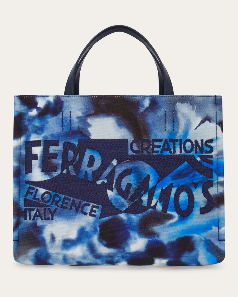 Ferragamo Damen Totebag mit Nelke-Print(M) Braun Braun