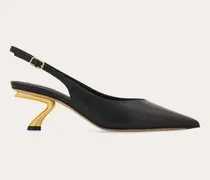 Damen Slingback mit skulpturalem S-Absatz Schwarz Größe 5