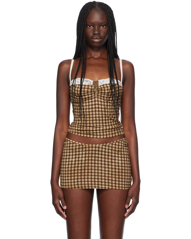 Miaou Brown Enzo Tank Top Plaid