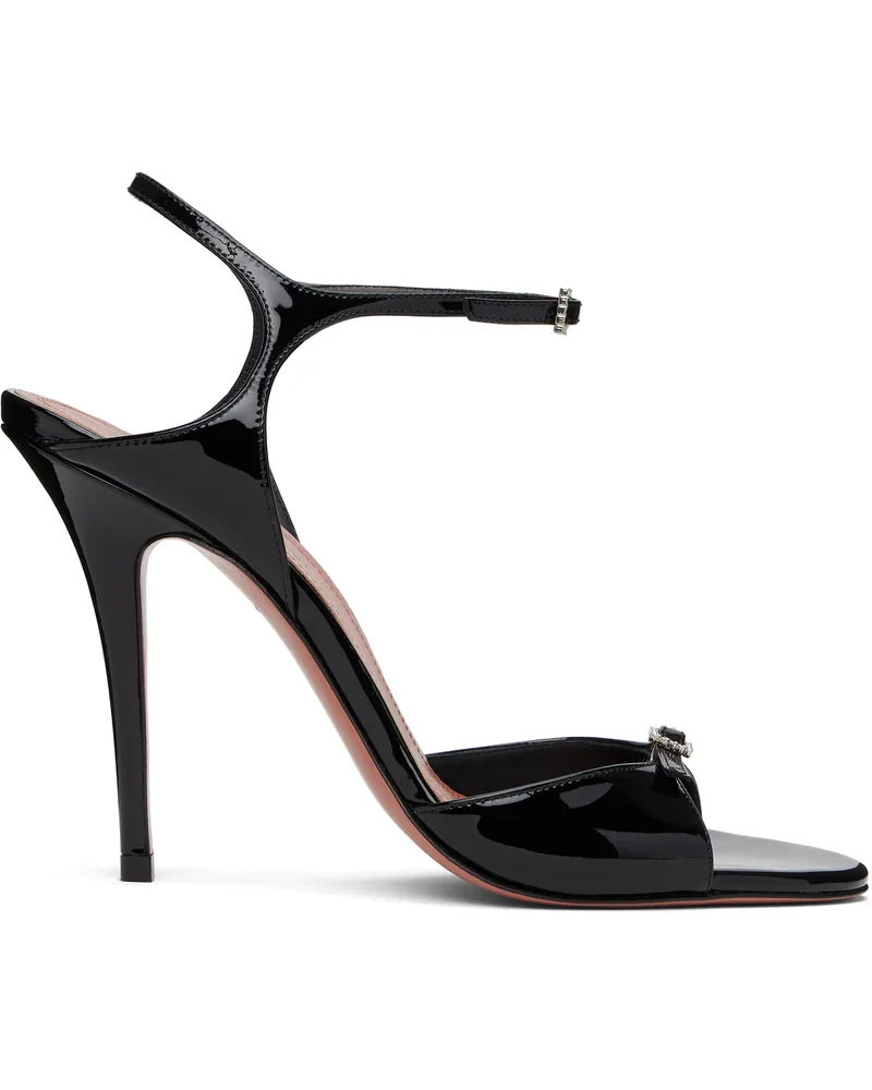 Amina Muaddi Black Adut Heeled Sandals Patent