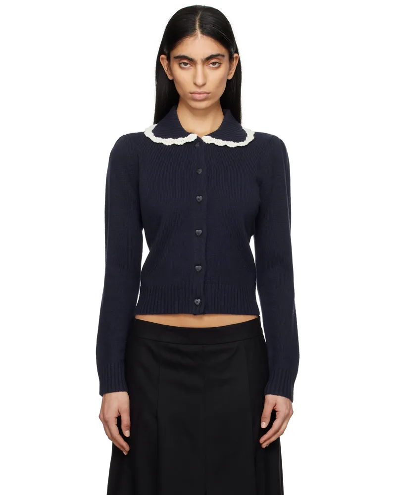 Sandy Liang Navy Roche Cardigan Navy