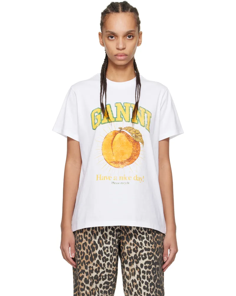 Ganni White Relaxed Peach T-shirt 151