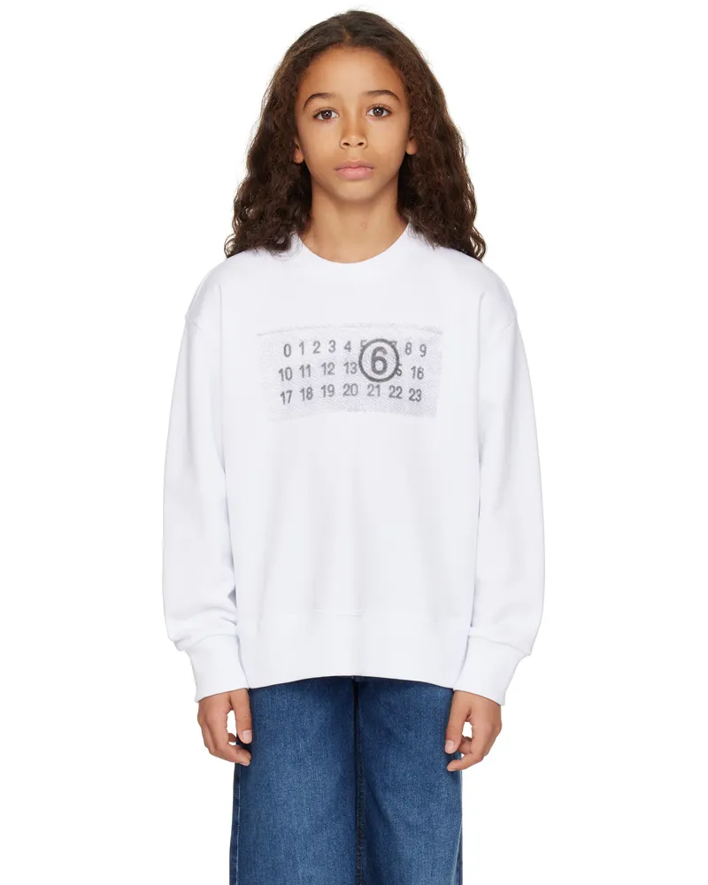 Maison Margiela Kids White Printed Logo Sweatshirt M6100
