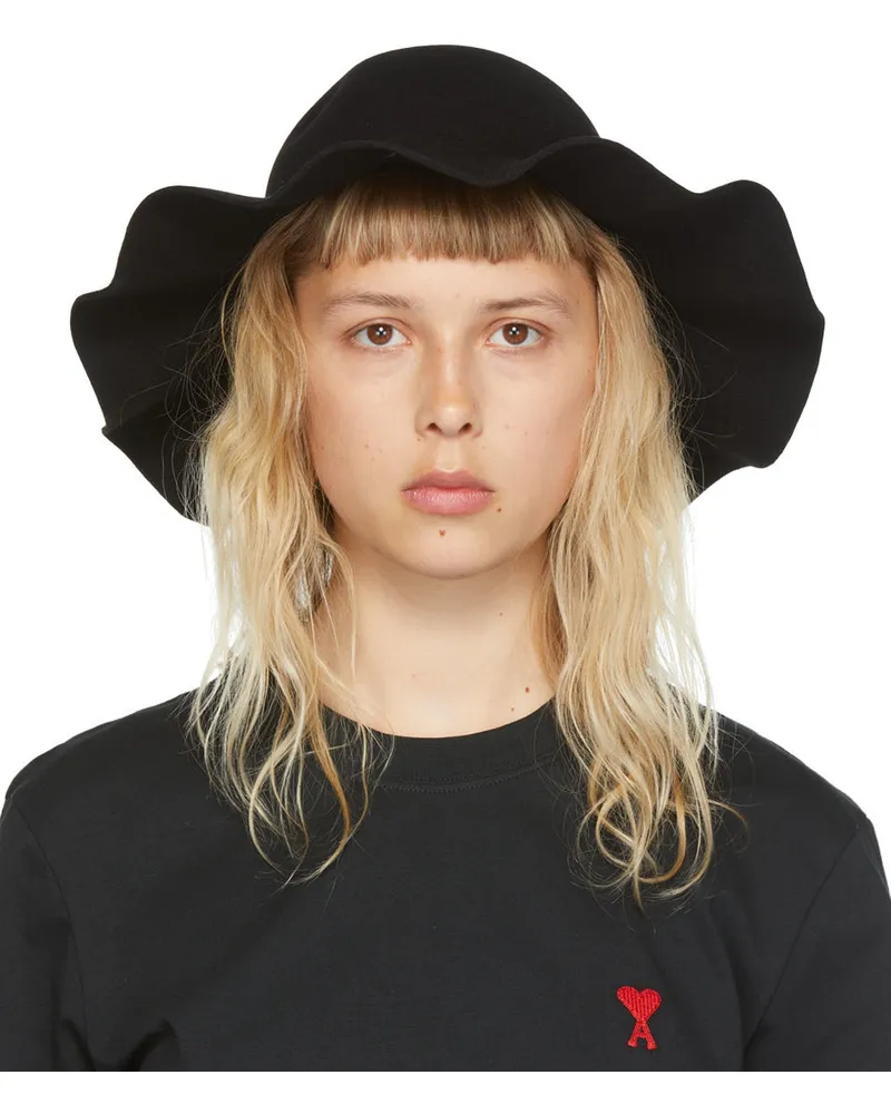 AMI Paris Black Borsalino Edition Felted Hare Fur Hat 001