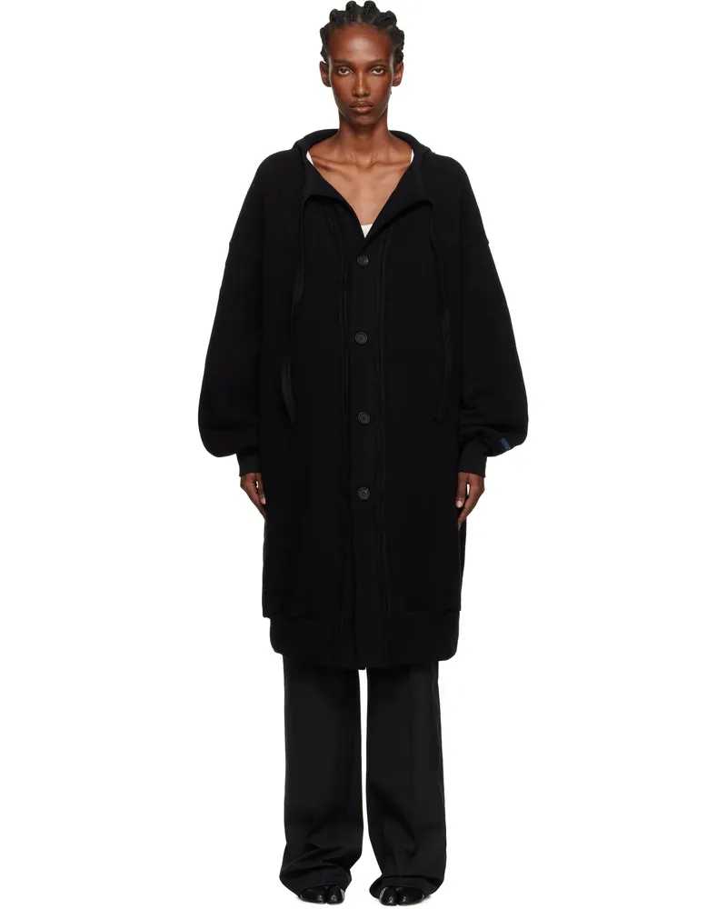 Yohji Yamamoto Black Jersey Twill Button D Cardigan 1