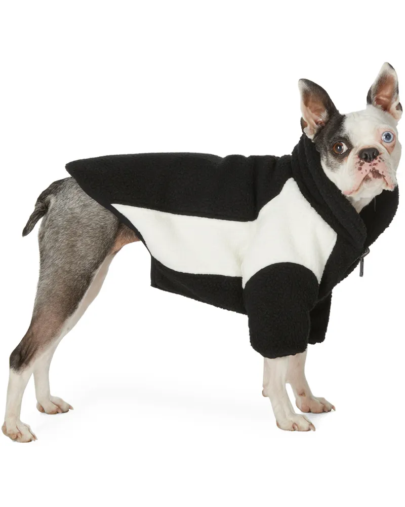 WE 11 DONE SSENSE Exclusive Reversible Black & Off-White Oversized Fleece Dog Jacket Black