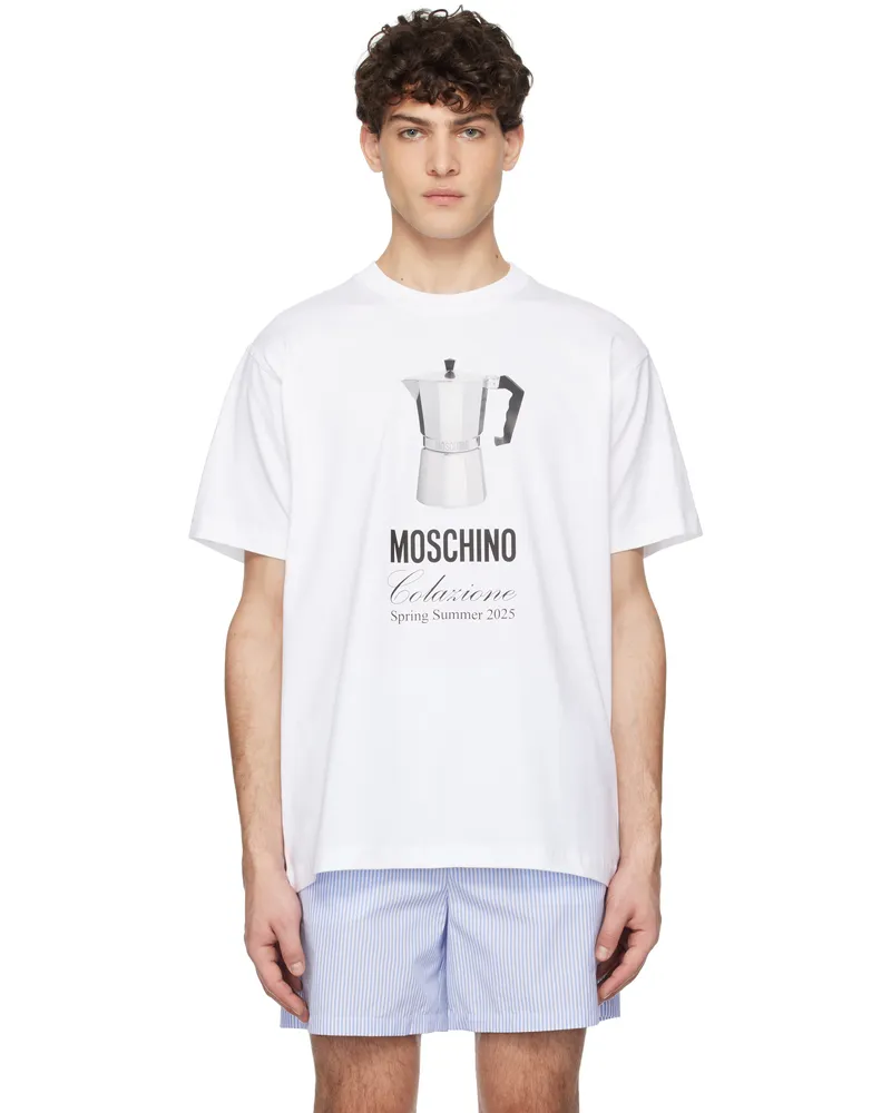 Moschino White 'Moschino' Breakfast T-shirt Multi
