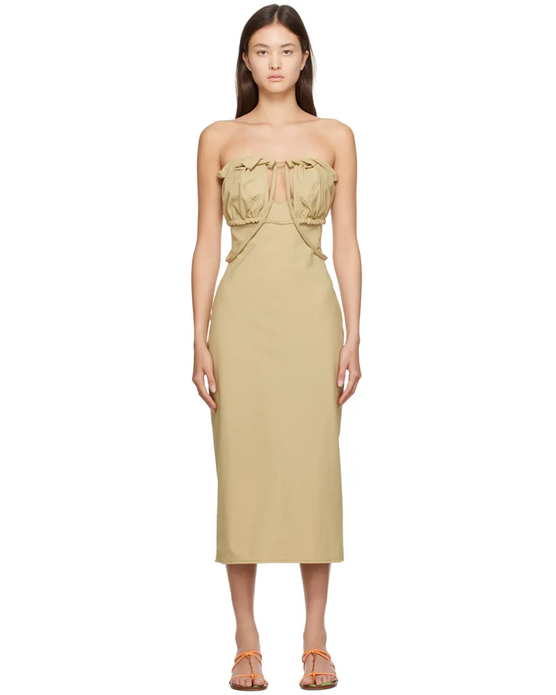 Jacquemus Khaki Le Raphia 'La Robe Bikini' Midi Dress Light