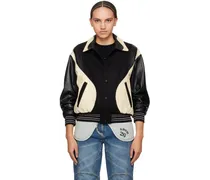 Black & Off-White Robyn Leather Bomber Jacket