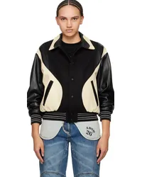 Andersson Bell Black & Off-White Robyn Leather Bomber Jacket Black