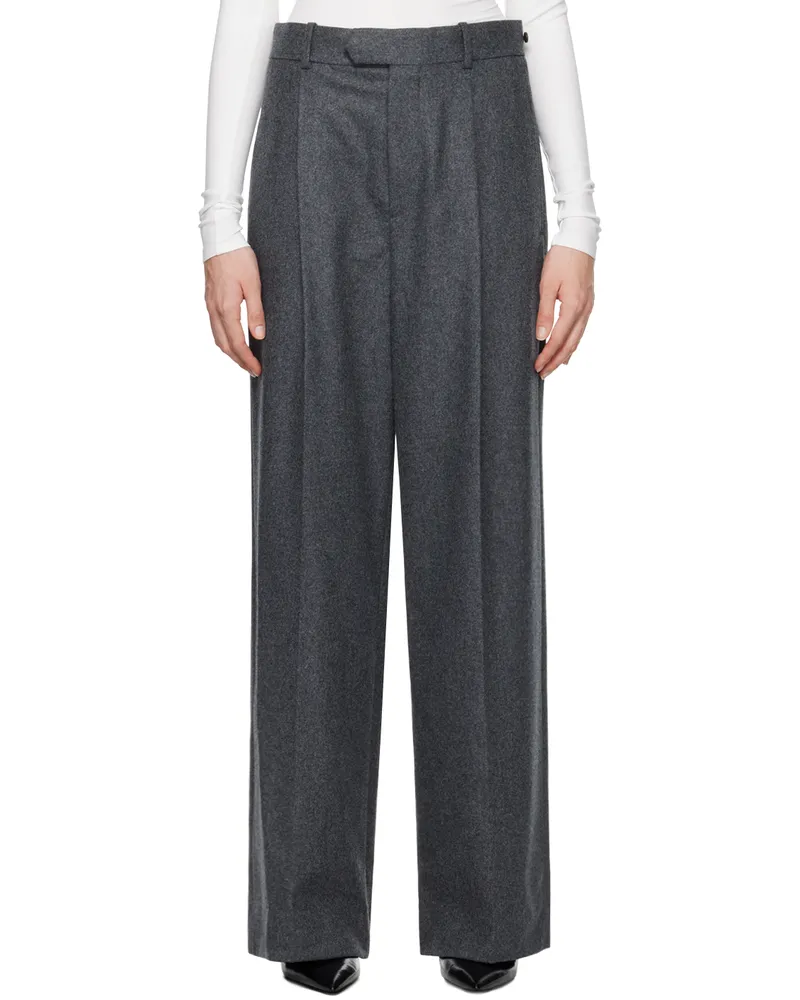 Carven Gray Wide Leg Trousers Anthracite