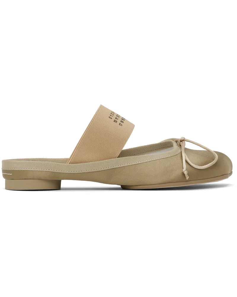 Maison Margiela Khaki Satin Ballerina Mules T2368