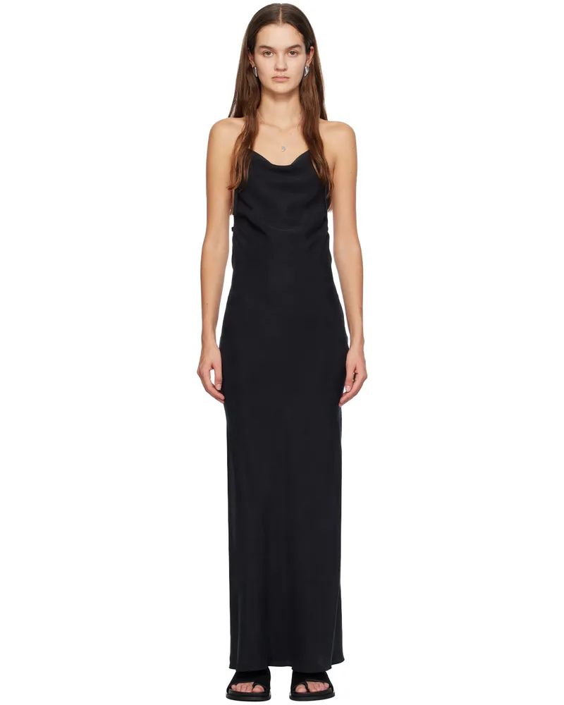 St. Agni Black Cowl Neck Maxi Dress Black