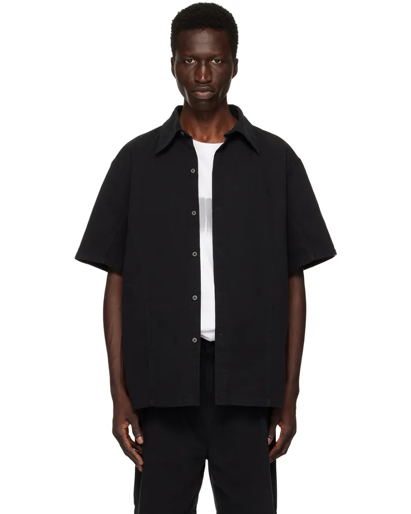 Han Kjøbenhavn Black Washed Loose Logo Denim Shirt Black